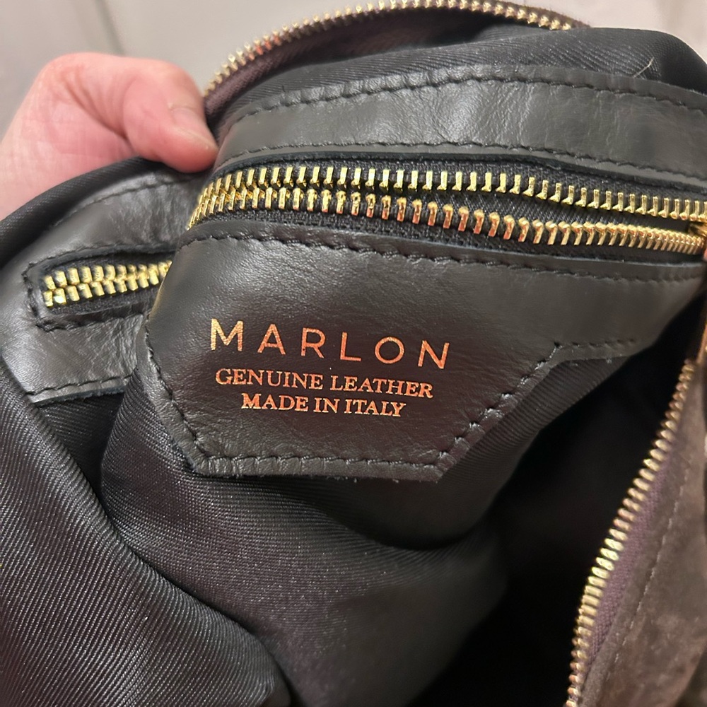 Marlon Made In Italy Dark Brown Suede Hobo Bag- Genuine Leather - Picture 15 of 16